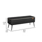 Fyn 47 Inch Storage Ottoman Bench, Angled Steel Legs, Black Faux Leather By Casagear Home