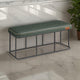 Fyn 47 Inch Ottoman Bench, Green Faux Leather Padded Seat, Black Steel By Casagear Home