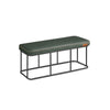 Fyn 47 Inch Ottoman Bench, Green Faux Leather Padded Seat, Black Steel By Casagear Home