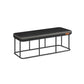 Fyn 47 Inch Ottoman Bench, Black Faux Leather Padded Seat, Steel Frame By Casagear Home