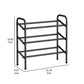 Uovi 23-33 Inch Expandable Shoe Rack, 3 Shelves, Curved Top, Black Metal By Casagear Home