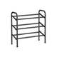 Uovi 23-33 Inch Expandable Shoe Rack 3 Shelves Curved Top Black Metal By Casagear Home BM315862