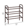 Uovi 23-33 Inch Expandable Shoe Rack, 3 Shelves, Curved Top, Bronze Metal By Casagear Home