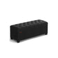 Neru 43 Inch Storage Ottoman Bench, Tufted Removable Top, Black Poly Linen By Casagear Home