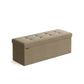 Zok 43 Inch Folding Storage Ottoman Bench, Tufted, Removable Top, Taupe By Casagear Home