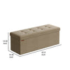 Zok 43 Inch Folding Storage Ottoman Bench, Tufted, Removable Top, Taupe By Casagear Home