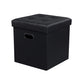 Digi 15 Inch Folding Storage Ottoman, Cushioned, Removable Lid, Black By Casagear Home