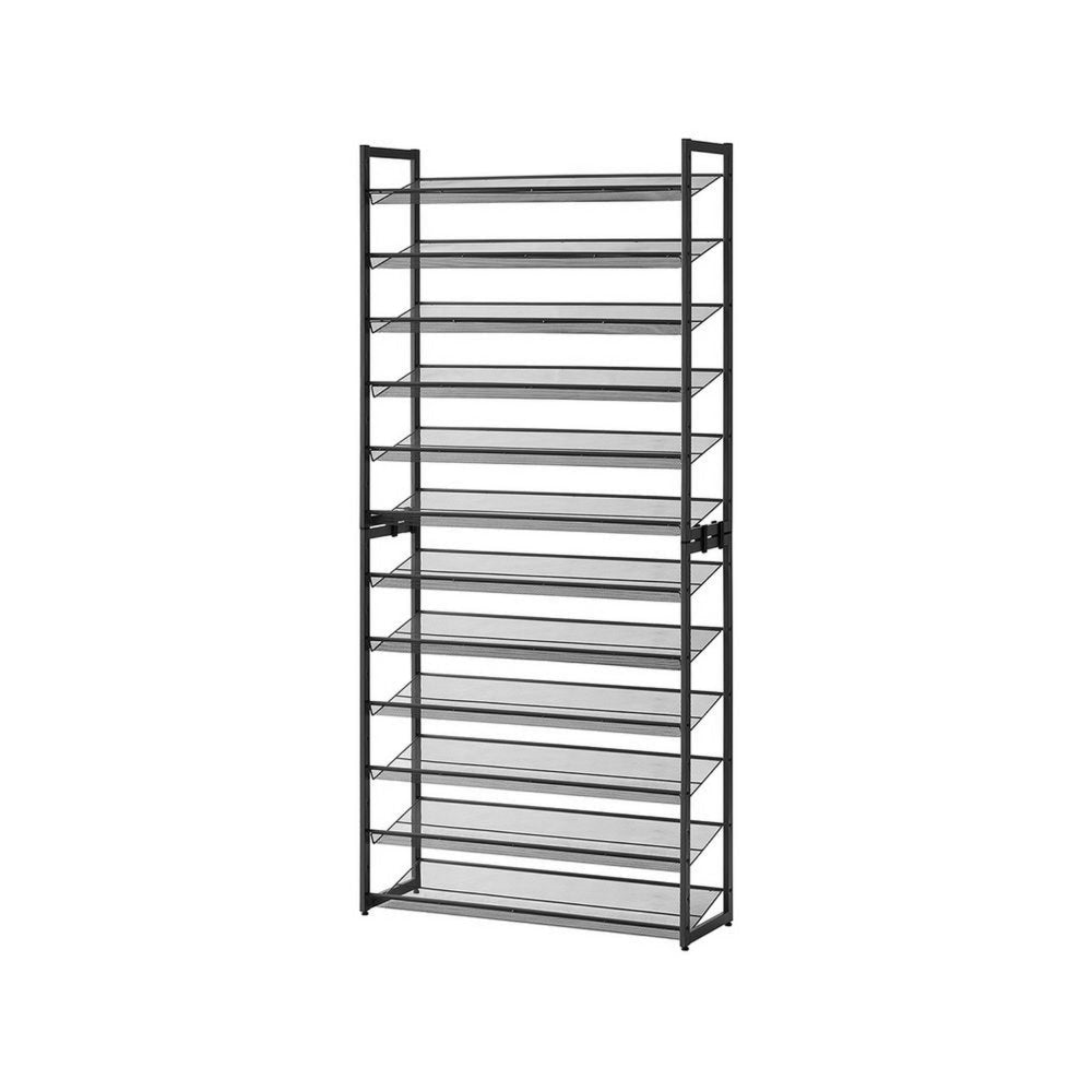 Gaco 87 Inch Shoe Rack 12 Shelves Stackable Metal Frame Black Finish By Casagear Home BM315874