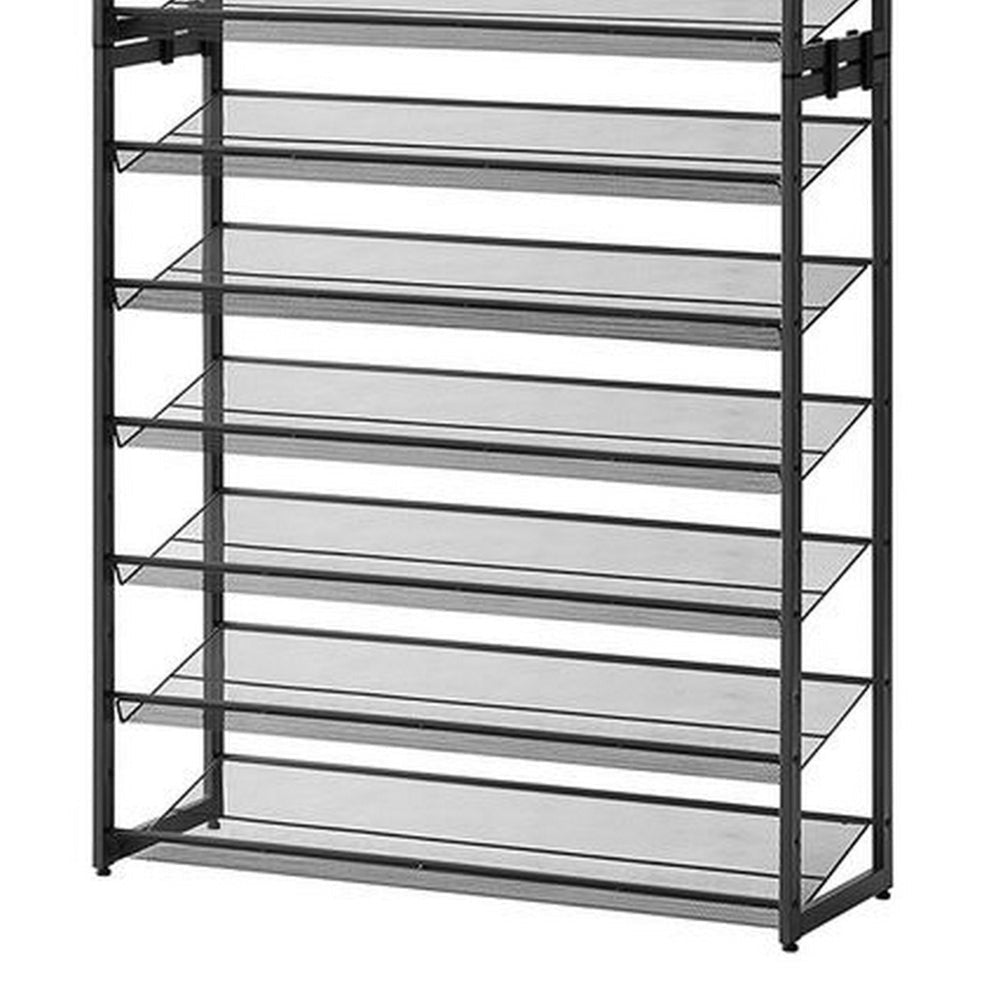 Gaco 87 Inch Shoe Rack 12 Shelves Stackable Metal Frame Black Finish By Casagear Home BM315874