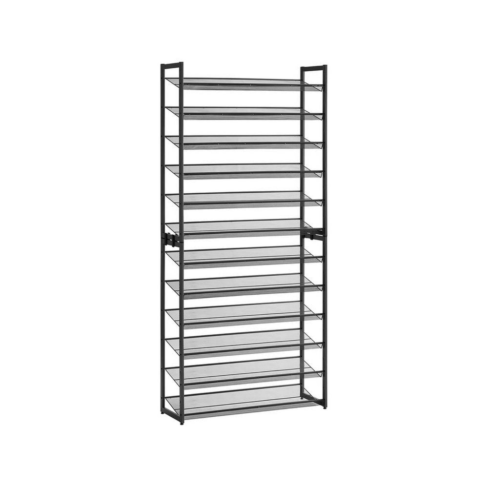 Gaco 87 Inch Shoe Rack 12 Shelves Stackable Metal Frame Black Finish By Casagear Home BM315874