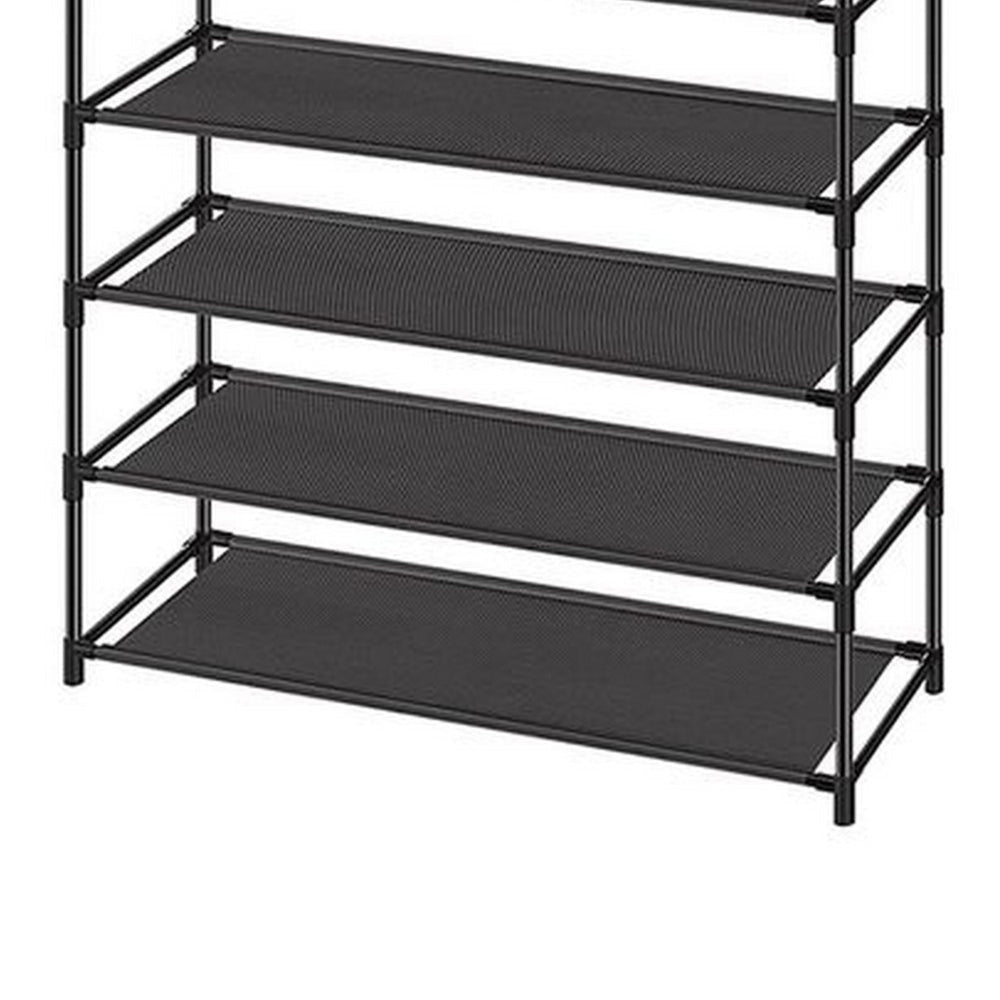 Gaco 63 Inch Shoe Rack 10 Shelves Stackable Metal Frame Black Finish By Casagear Home BM315876