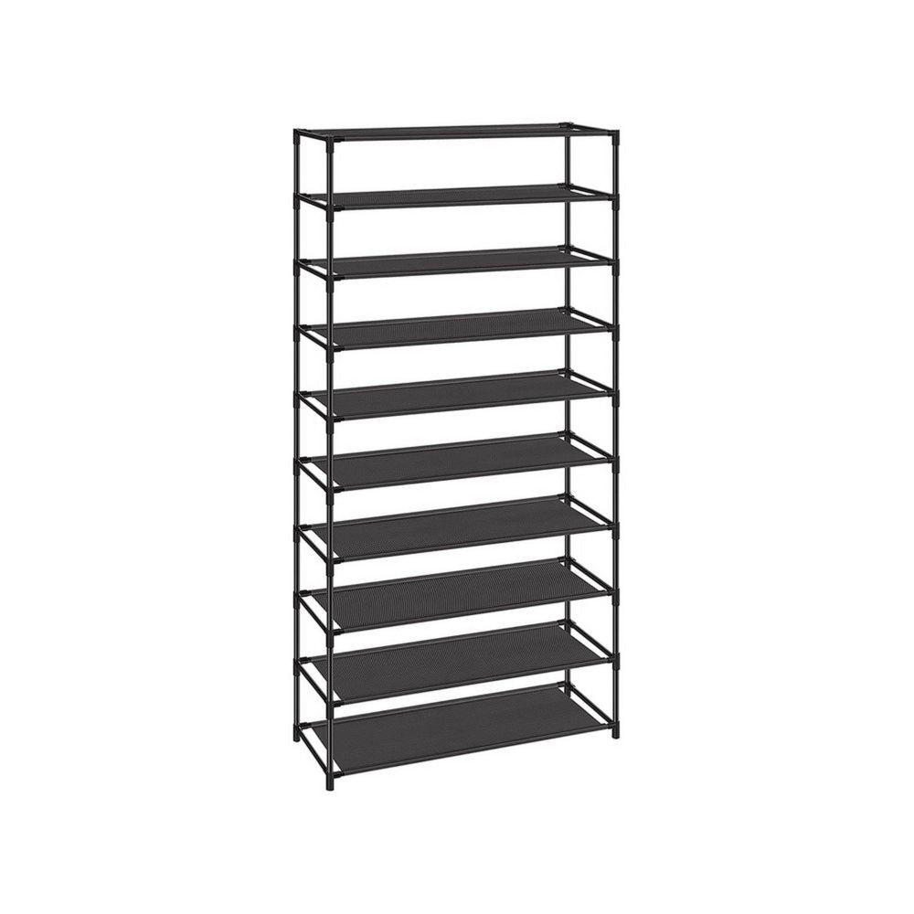 Gaco 63 Inch Shoe Rack 10 Shelves Stackable Metal Frame Black Finish By Casagear Home BM315876