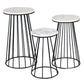 30 Inch Plant Stand Side Table Set of 3 Round Marble Top Tapered Black By Casagear Home BM315880