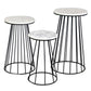 30 Inch Plant Stand Side Table Set of 3 Round Marble Top Tapered Black By Casagear Home BM315880