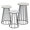 30 Inch Plant Stand Side Table Set of 3 Round Marble Top Tapered Black By Casagear Home BM315880