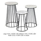 30 Inch Plant Stand Side Table Set of 3, Round Marble Top, Tapered, Black By Casagear Home