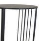 Modern Outdoor Plant Stand Side Table, Round Carved Top, Black Metal By Casagear Home