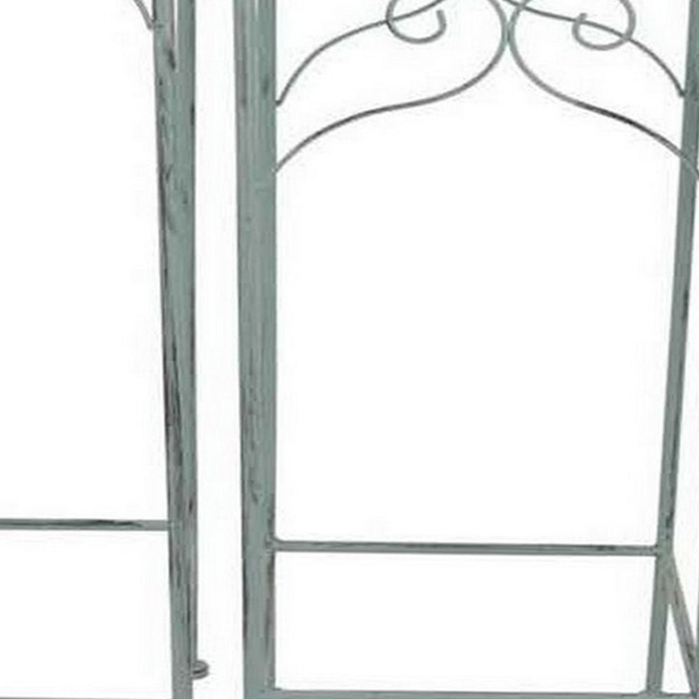 Gyi Metal Plant Stand Set of 3, Square Carved Top, Green  By Casagear Home