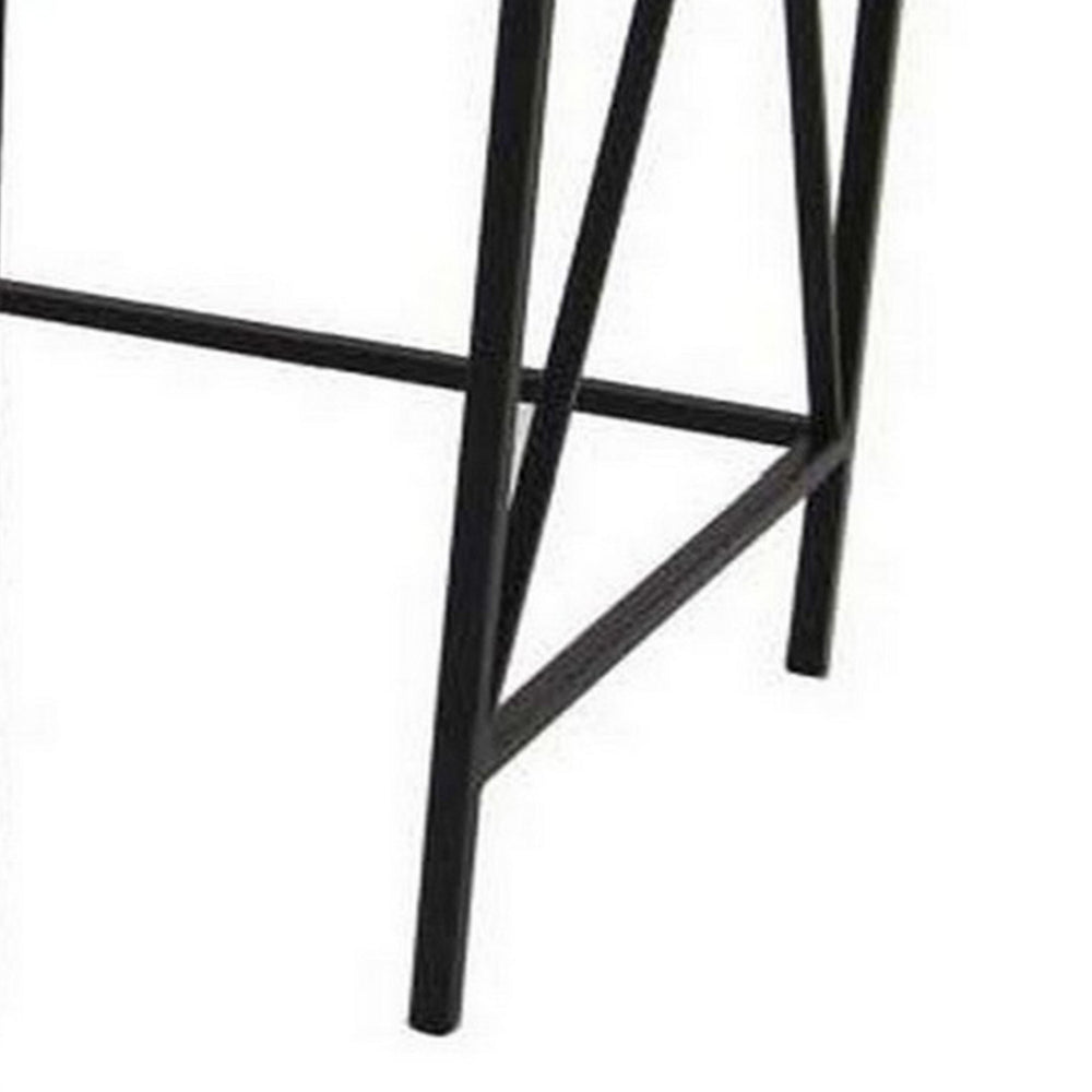Hyan Modern Plant Stand Side Table Set of 3, Crossed Black Metal Frame By Casagear Home