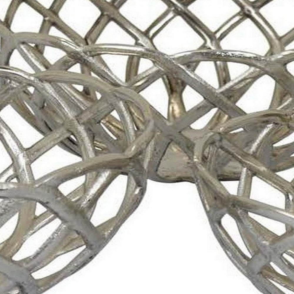 Lyna 17 Inch Modern Decorative Basket Set of 3 Open Weave Chrome Metal By Casagear Home BM315908