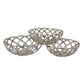 Lyna 17 Inch Modern Decorative Basket Set of 3 Open Weave Chrome Metal By Casagear Home BM315908