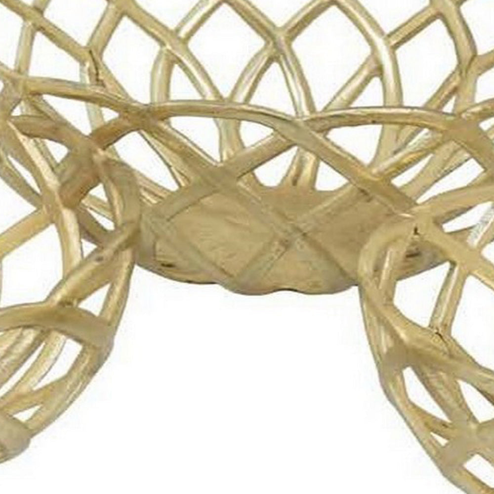 Lyna 18 Inch Modern Decorative Metal Basket Set of 3 Gold Color By Casagear Home BM315909