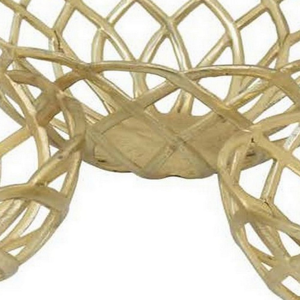 Lyna 18 Inch Modern Decorative Metal Basket Set of 3, Gold Color By Casagear Home