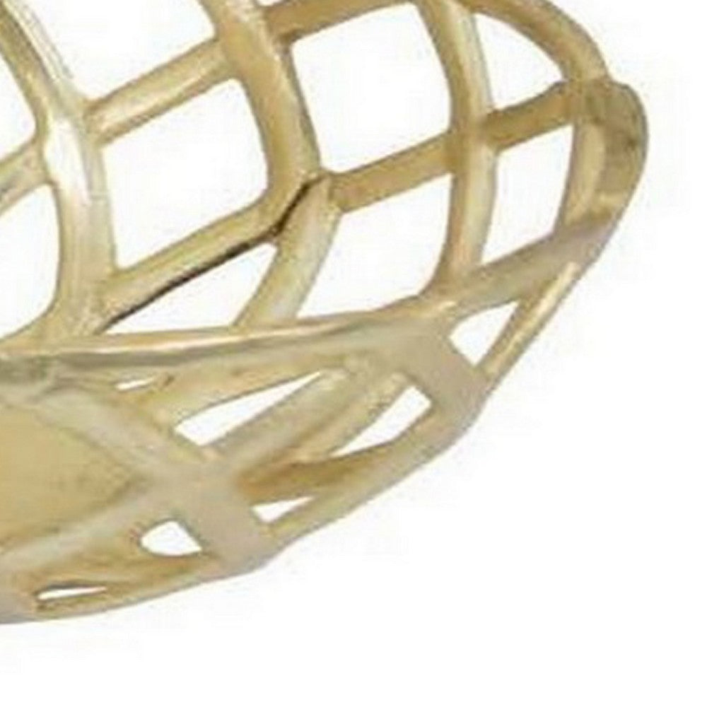 Lyna 18 Inch Modern Decorative Metal Basket Set of 3, Gold Color By Casagear Home