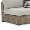 Walter 85 Inch Outdoor Loveseat Curved 2 Pillows Beige Resin Wicker By Casagear Home BM315912