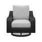 Tira 38 Inch Outdoor Swivel Lounge Chair Cushioned Resin Black Gray By Casagear Home BM315915