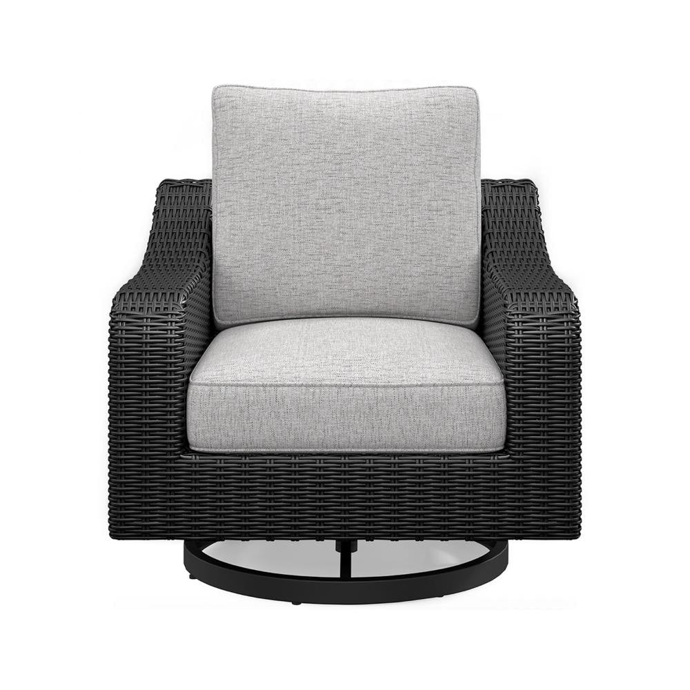 Ashley Tira 38’’ Outdoor Swivel Lounge Chair Cushioned Black Gray BM315915