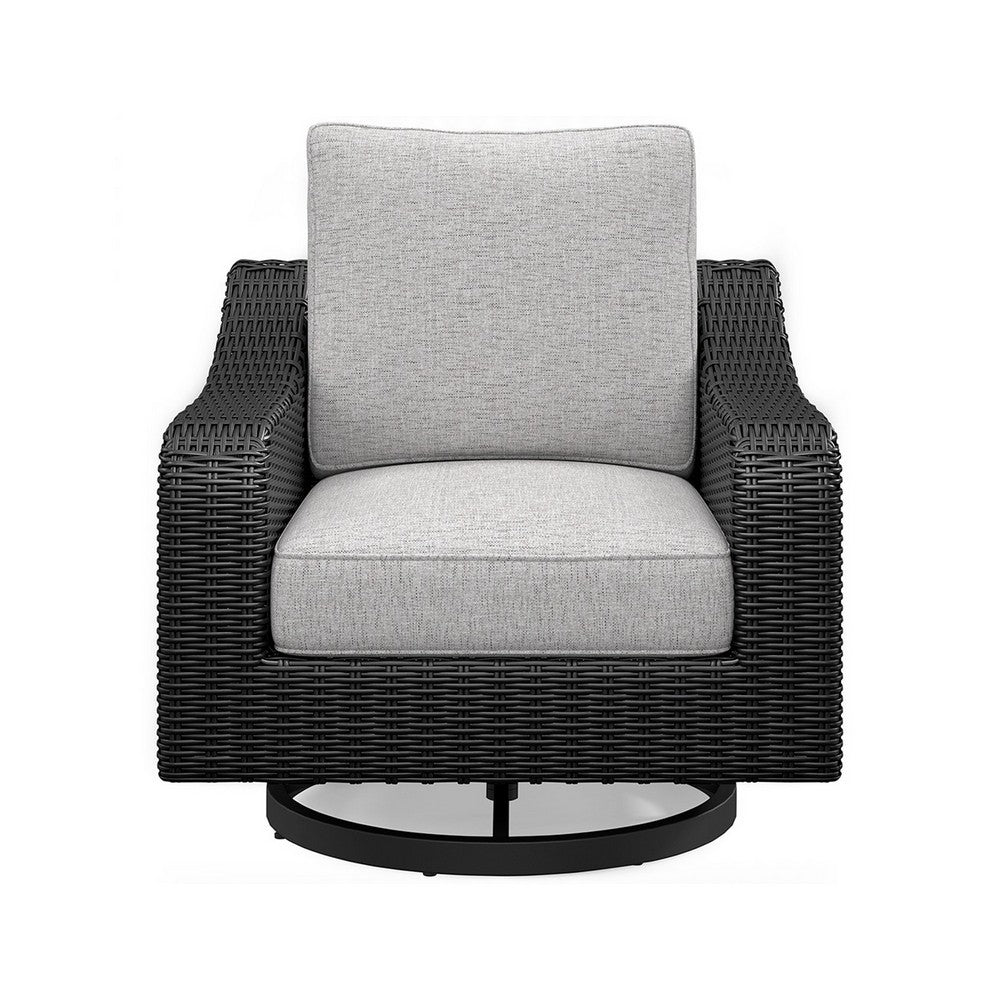 Ashley Tira 38" Outdoor Swivel Lounge Chair, Cushioned, Black, Gray