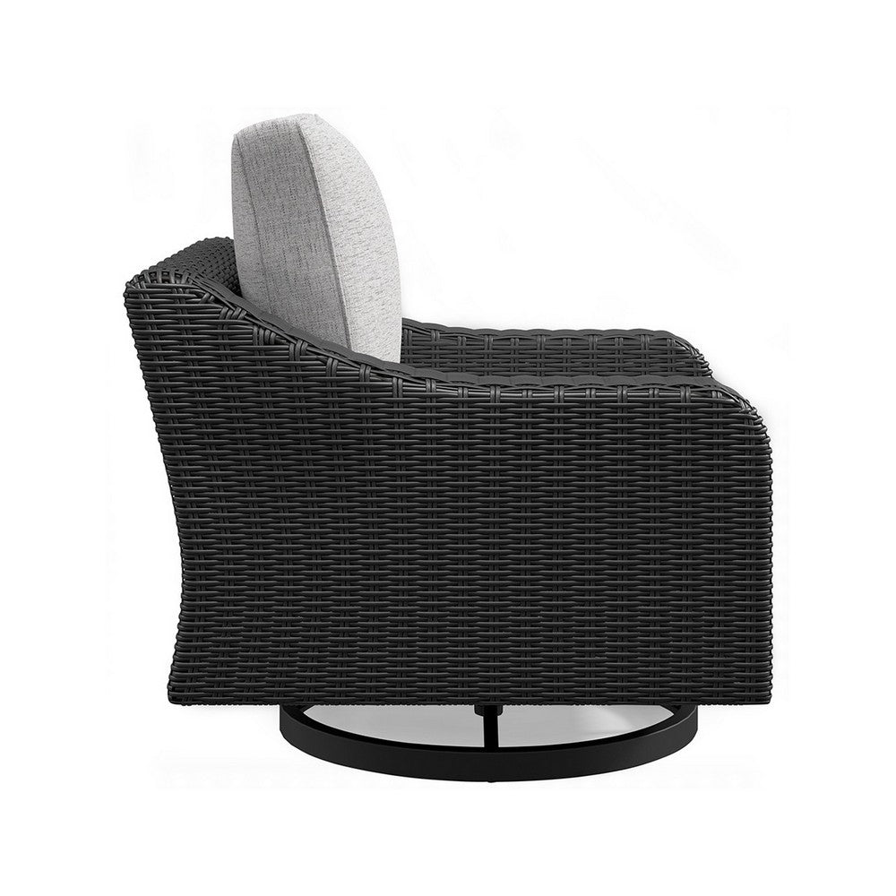 Ashley Tira 38" Outdoor Swivel Lounge Chair, Cushioned, Black, Gray