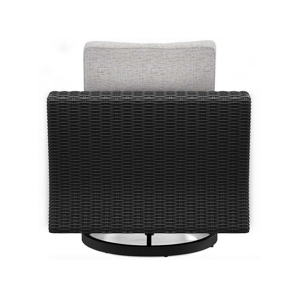 Ashley Tira 38" Outdoor Swivel Lounge Chair, Cushioned, Black, Gray