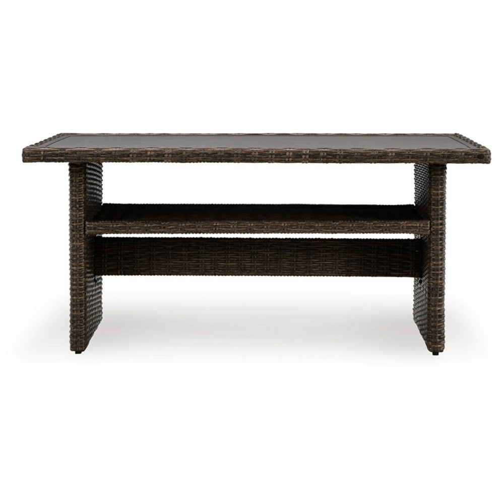 Ashley Soha 59" Outdoor Multi Use Dining Table, Brown Wicker