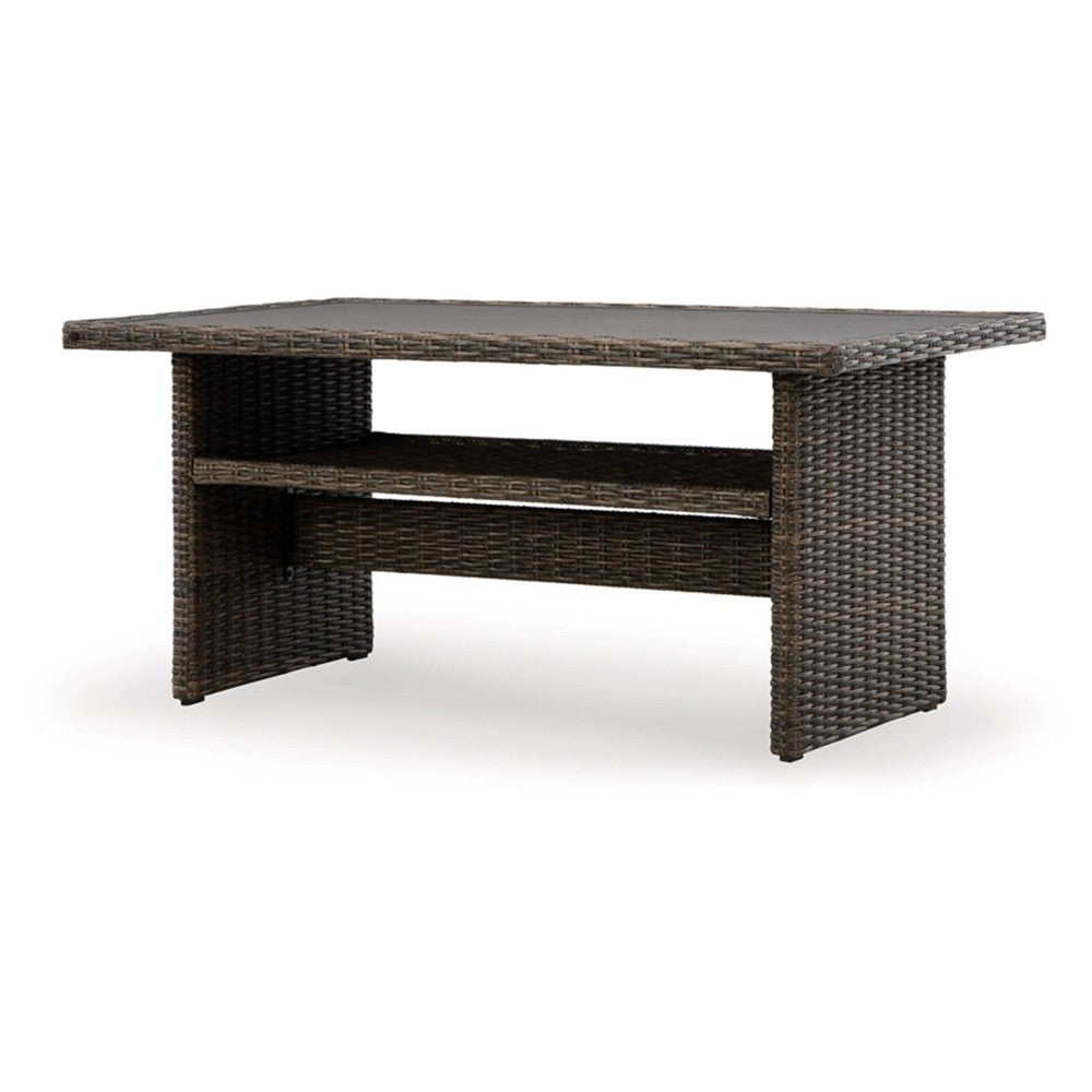 Ashley Soha 59" Outdoor Multi Use Dining Table, Brown Wicker