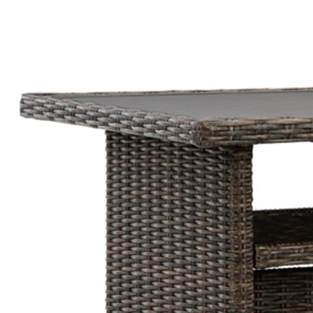 Ashley Soha 59" Outdoor Multi Use Dining Table, Brown Wicker