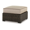 Waga 29 Inch Outdoor Ottoman Cushioned Seat Resin Wicker Brown Beige By Casagear Home BM315925