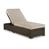 Waga 77 Inch Outdoor Chaise Lounger Cushioned Brown Resin Wicker Beige By Casagear Home BM315927