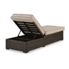 Waga 77 Inch Outdoor Chaise Lounger Cushioned Brown Resin Wicker Beige By Casagear Home BM315927