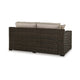 Ashley Waga 71" Outdoor Loveseat, 2 Throw Pillows, Brown, Beige