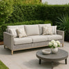 Ashley Yami 83" Outdoor Sofa, 4 Throw Pillows, Gray Resin Wicker
