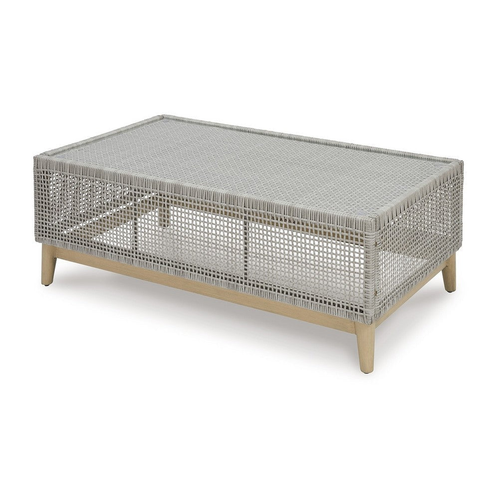 Ashley Yami 50 Inch Outdoor Coffee Table Tempered Glass Top Gray BM315934