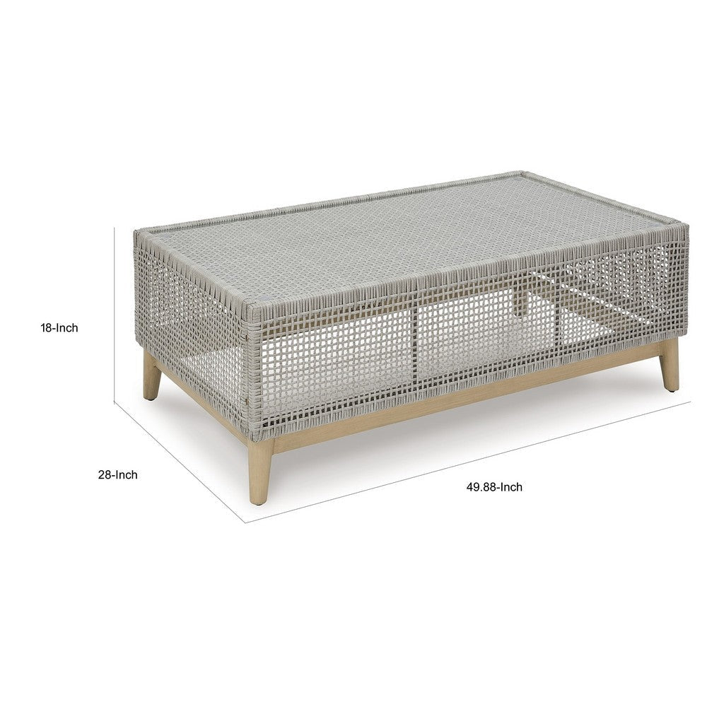 Ashley Yami 50 Inch Outdoor Coffee Table Tempered Glass Top Gray BM315934