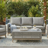 Ashley Yami 50 Inch Outdoor Coffee Table, Tempered Glass Top, Gray