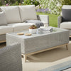 Ashley Yami 50 Inch Outdoor Coffee Table, Tempered Glass Top, Gray