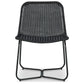 26 Inch Accent Chair Indoor Outdoor Resin Wicker Design Black Metal Frame By Casagear Home BM315937