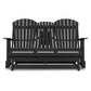 Sami 67 Inch Outdoor Adirondack Glider Loveseat Dropdown Cupholders Black By Casagear Home BM315938