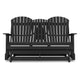 Ashley Sami 67 Inch Outdoor Adirondack Loveseat, Cupholders, Black