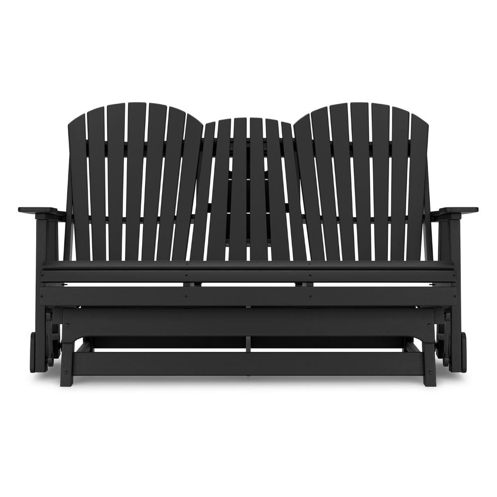 Ashley Sami 67 Inch Outdoor Adirondack Loveseat Cupholders Black